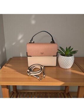 Dune London Structured Satchel Blush Beige Black Colorblock Convertible Bag